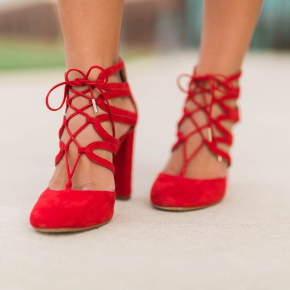 Red Suede Vince Camuto Shavona Pump